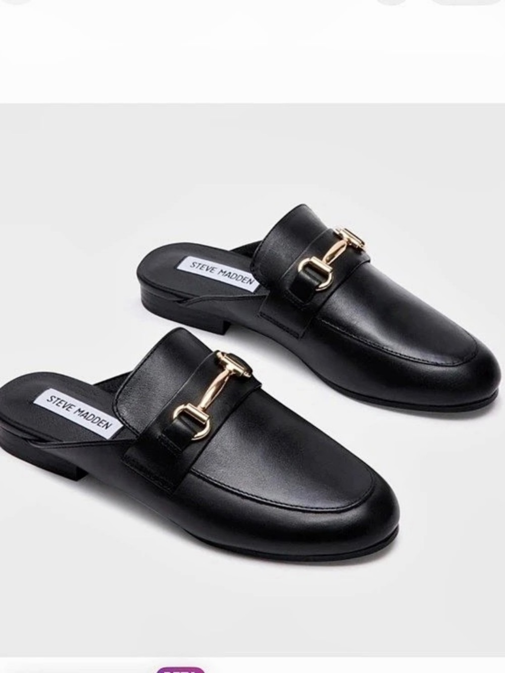 Steve Madden Kandi Black Leather Loafer Mules